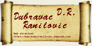 Dubravac Ranilović vizit kartica